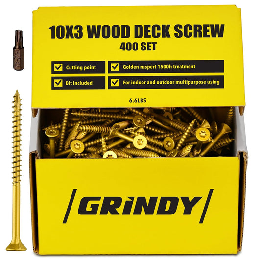 Grindy #10 x 3 Inch Golden Ruspert Wood Deck Screw – 400 Count pack