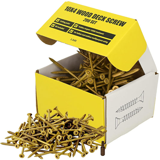 Grindy #10 x 4 Inch Golden Ruspert Wood Deck Screw – 200 Count pack