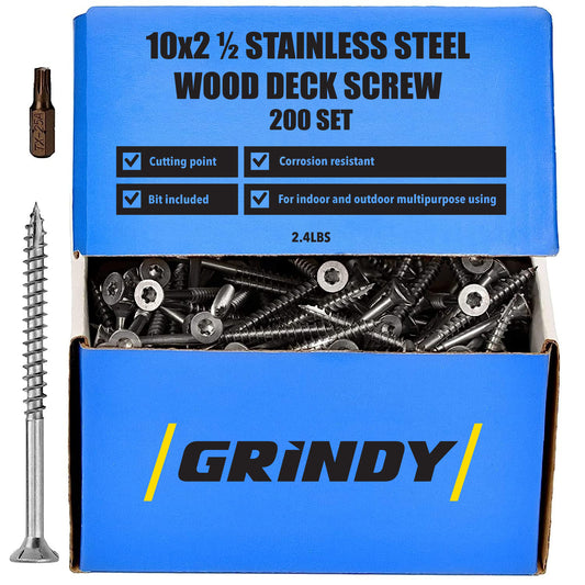 #10 x 2 1/2 inch Stainless Steel Wood Screw, 200 Count