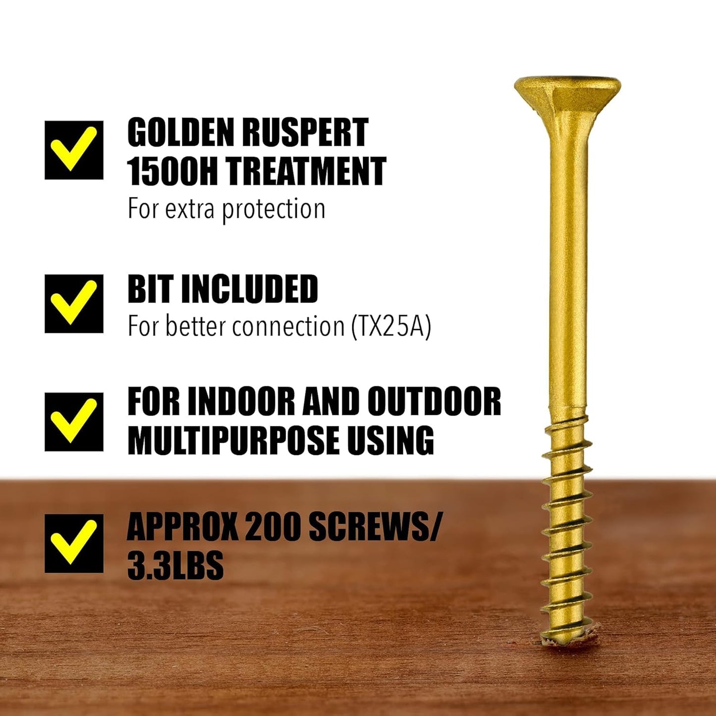 #10x3 Inch Wood Screws, 1600 Count